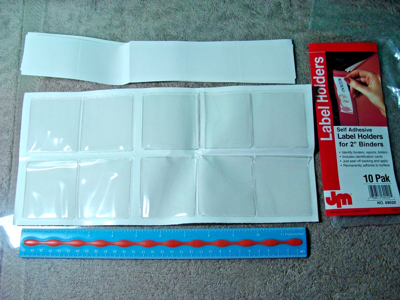 10-pack Insertable Plastic Self-Adhesive Label Holders Binders Shelves 2" x 2.5"