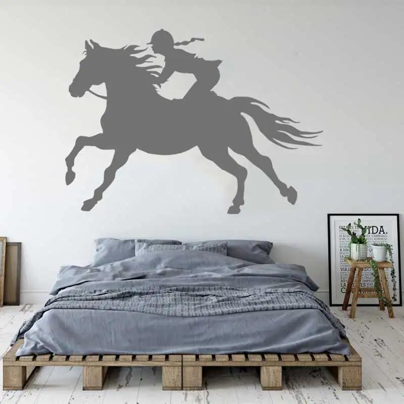Horse Racing Women Equestrian Wall Sticker Horse Riding Racecourse Farm Bedroom