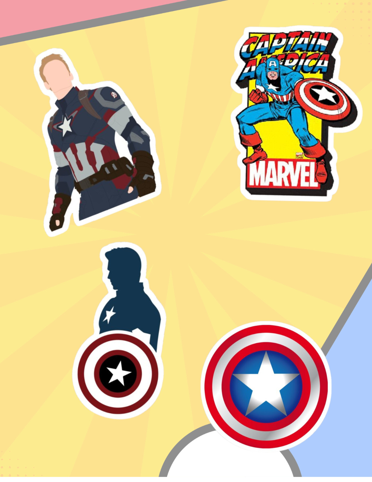 Captain America Comic 4pc Sticker Pack