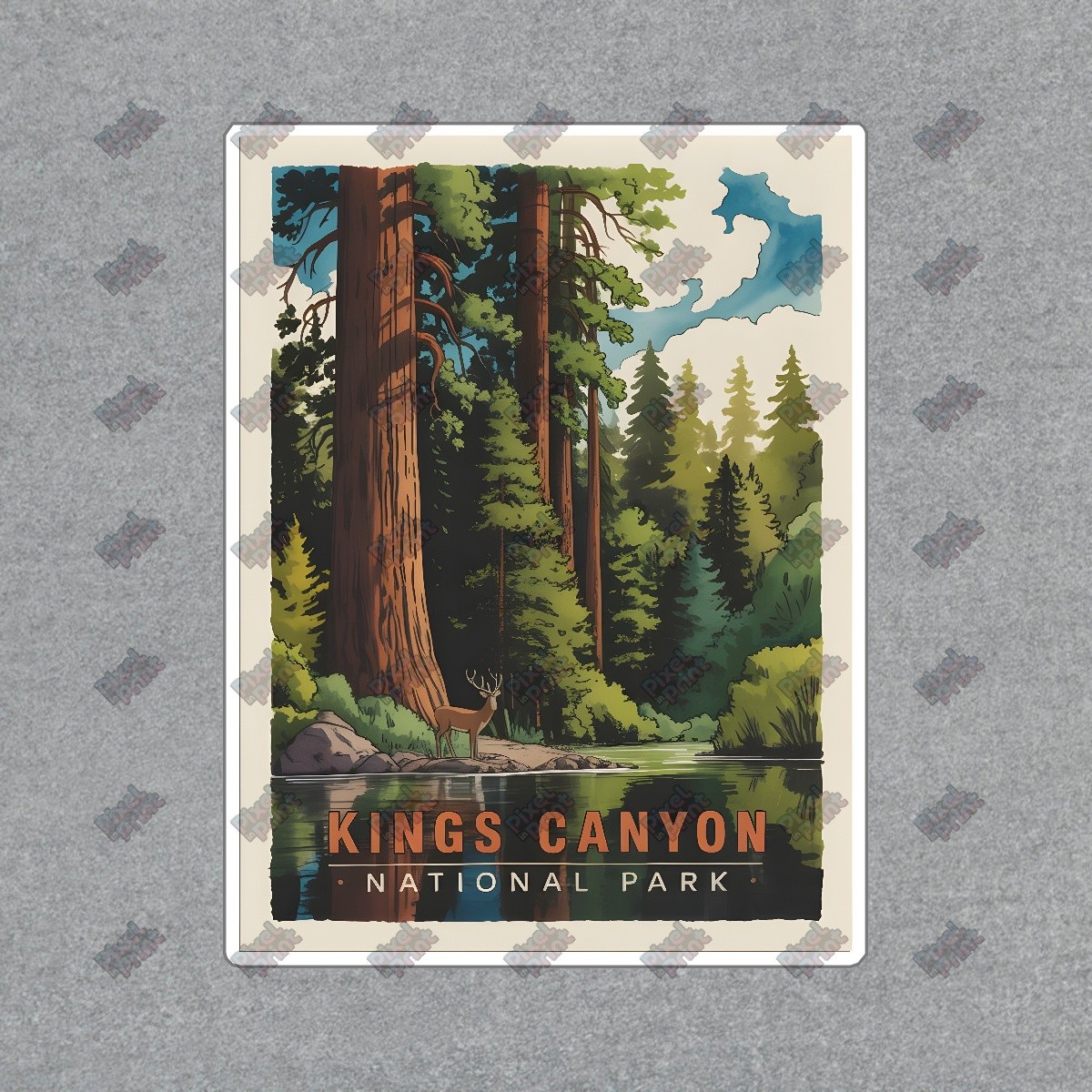 Vintage Kings Canyon National Park Art Print Scenic Redwood Landscape #8468