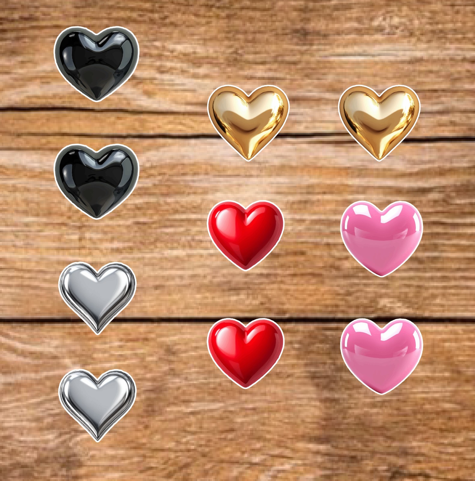 Heart (10 Sticker Set) 2in, Waterproof, Glossy Finish Vinyl.
