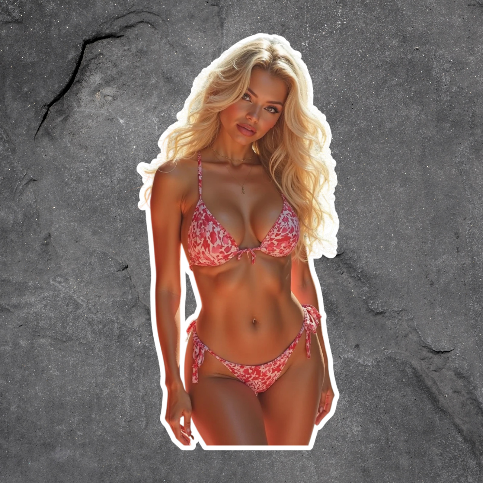 Pinup girl sticker vinyl decal sexy blonde in bikini beach summer glamour art