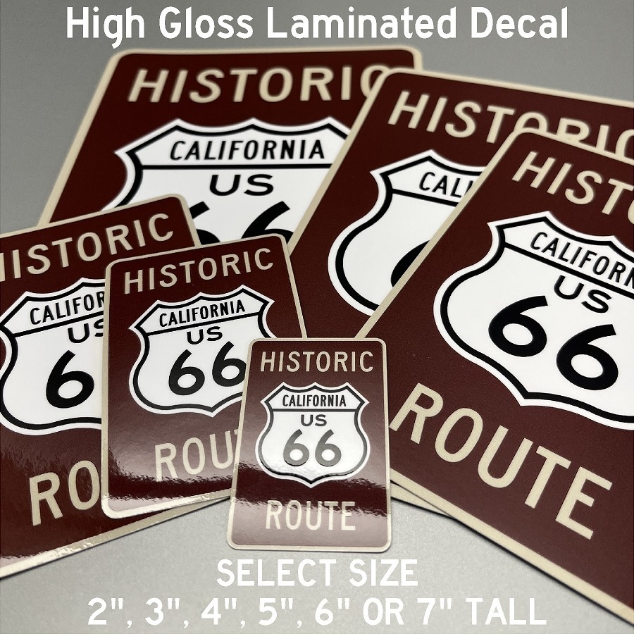Historic Route 66 High Gloss Laminated Stickers / Decals Choose Size 2-7"