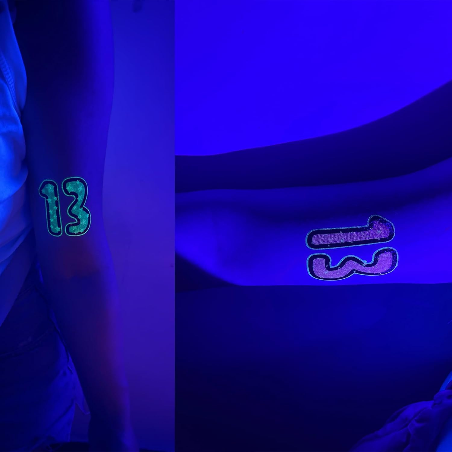Glow in the Dark Number 13 Tattoo Stickers for Swifties- 48 Pack (32 Glow + 16 R