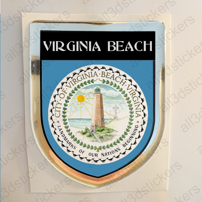 Virginia Beach USA Sticker Seal Resin Domed Flag United States 3D Stickers