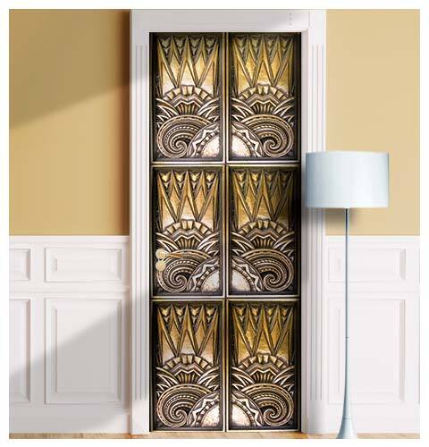 Bronze Art Nuevo Entrance Door Mural, Peel'n'Stick, Sticker, Cover, Decal
