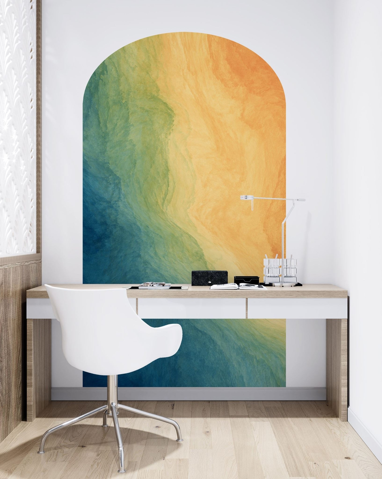 Arch Wall Decal. Colorful Liquid Fluid Watercolor Arch Peel and Stick Wall Decal