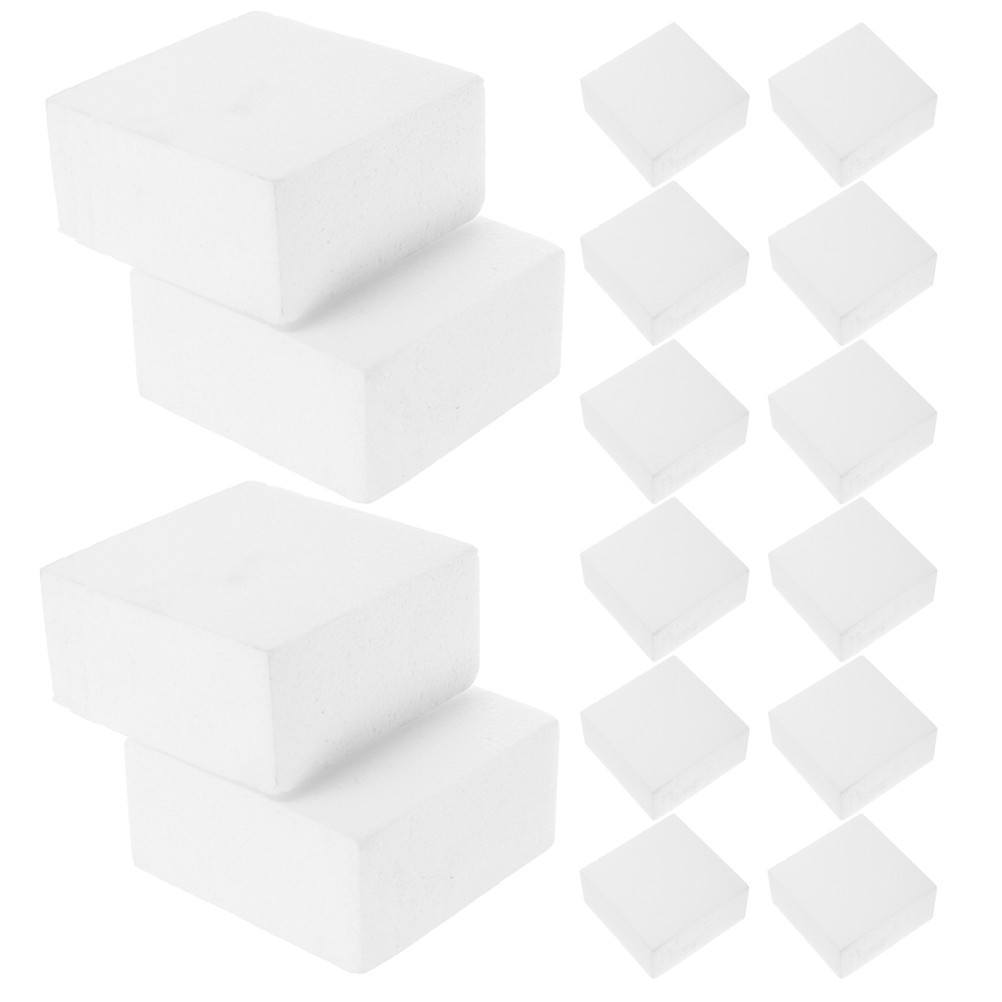 16 Pcs Foam Square Bricks for Crafting Polystyrene Boards Crafts Blocks Display