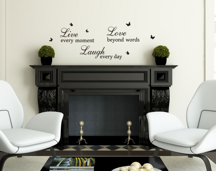 Live Love Laugh Quotes & Butterflies Art Vinyl Sticker, Wall Decal- HIGH QUALITY