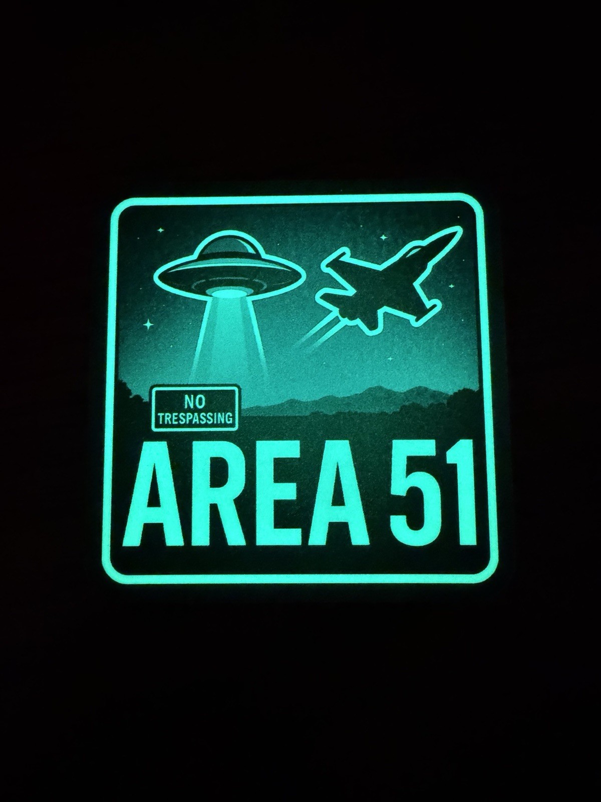 AREA 51 GLOW IN THE DARK VINYL STICKER 3in x 3in