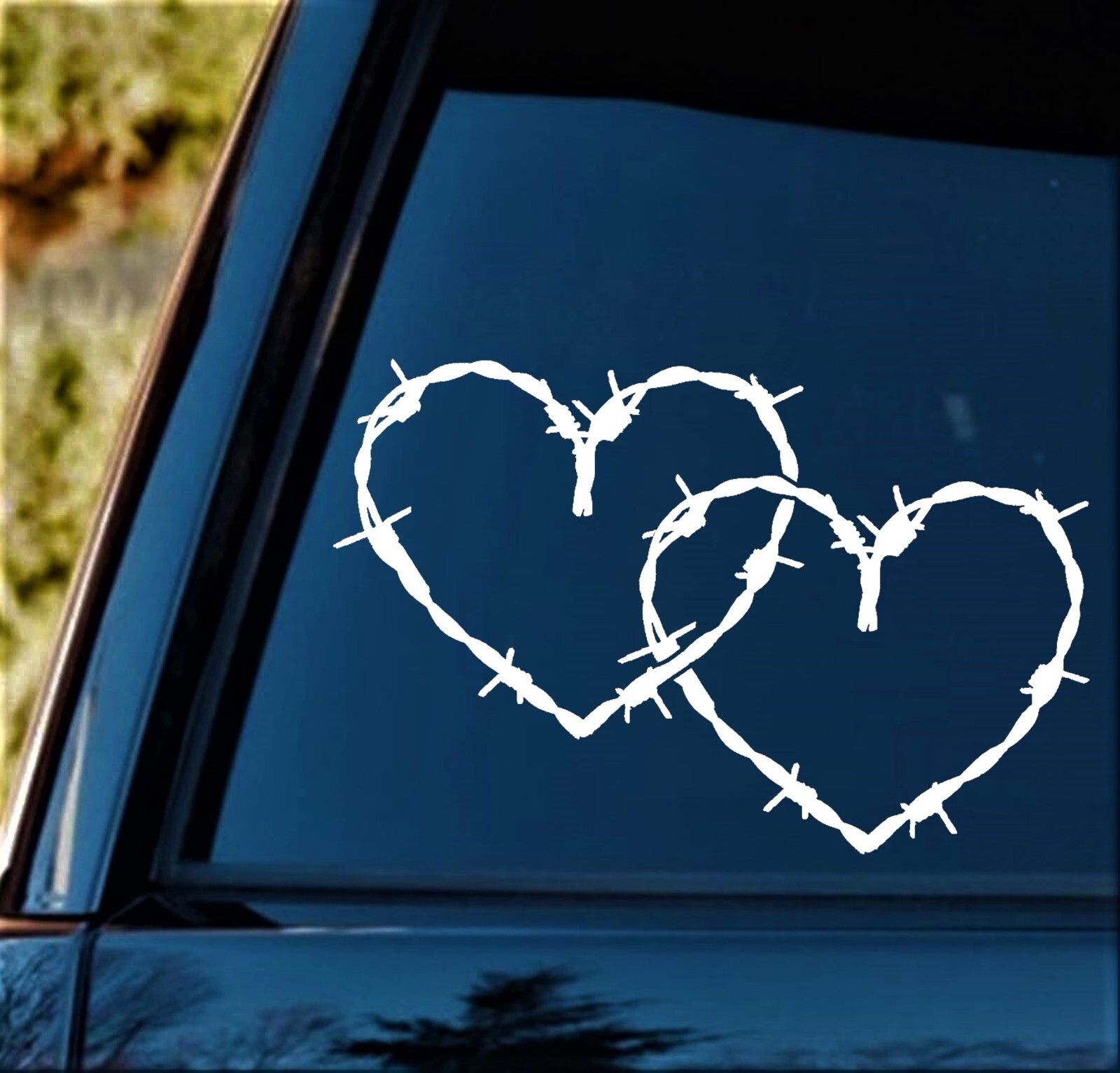 Barb Barbed Wire Hearts Decal Sticker for Car Truck SUV Van Cowgirl Barn A1126