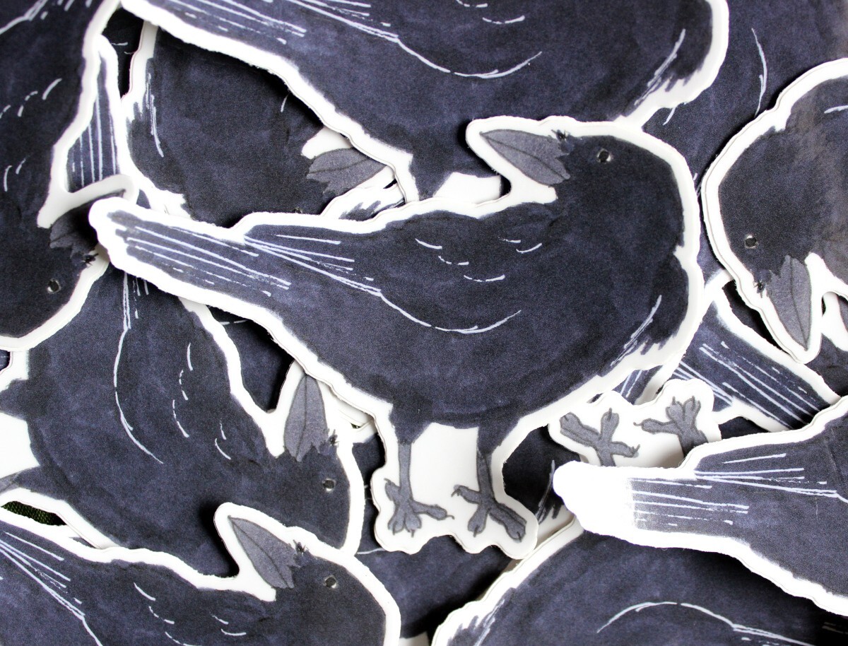 Raven or Crow 4" Indoor/Outdoor Vinyl Sticker Nature Wildlife Art Bird
