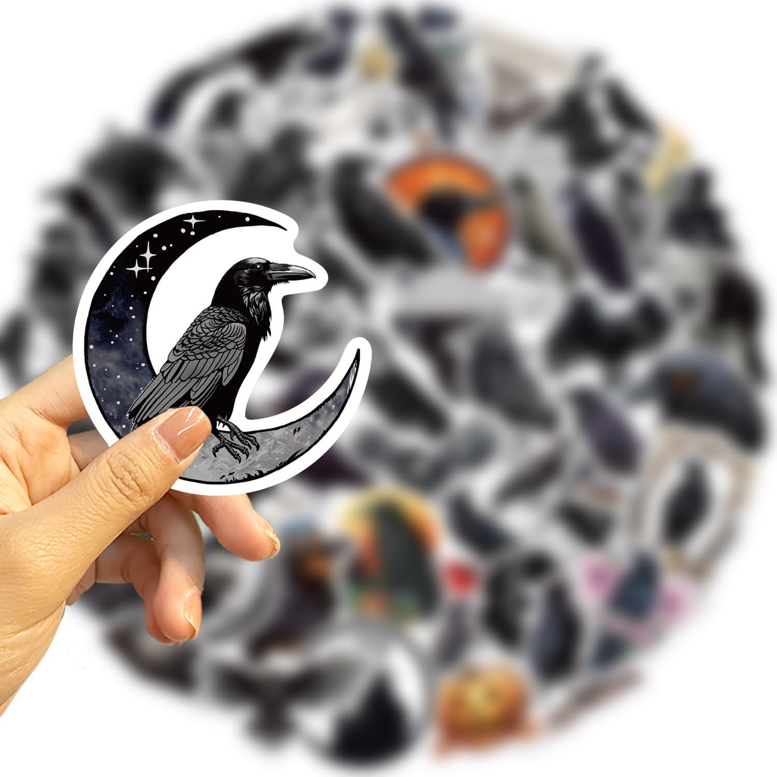 Gothic Raven Crow Stickers 50 Waterproof Vinyl Halloween Decorations Scrapbooks