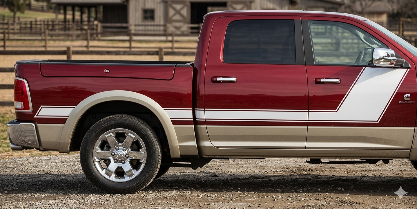 Angled Hockey Sticker Decal Stripe Fits: 09 – 2017 Ram 1500 Quad Crew Cab 3M
