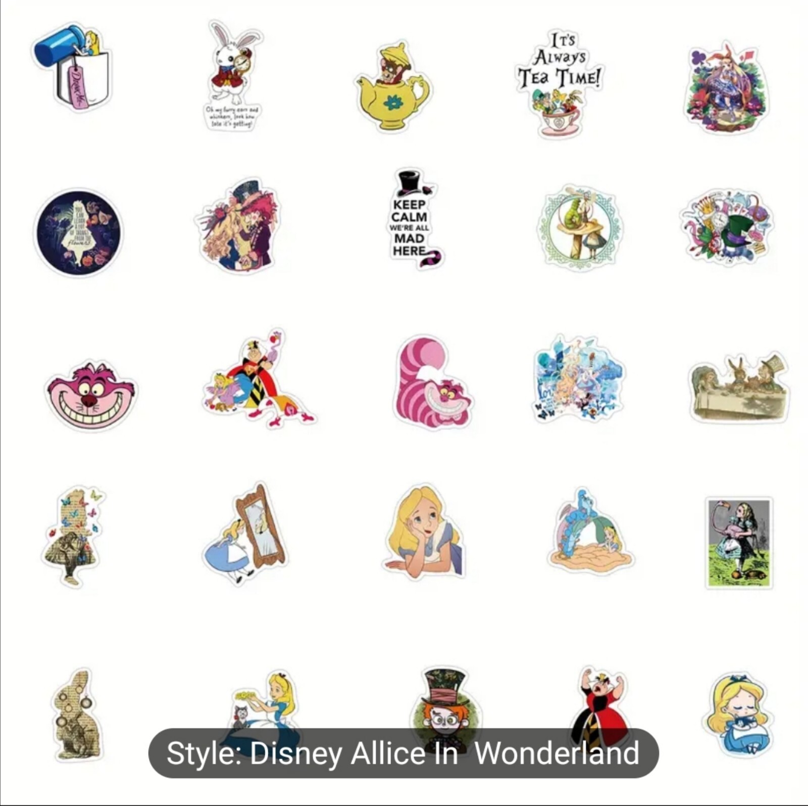 20 PCS Alice In Wonderland 2 Stickers BRAND NEW