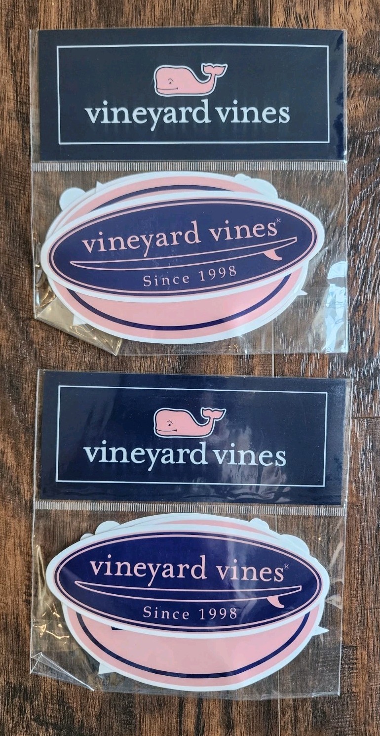 Authentic Vineyard Vines Classics Stickers Pack Pink Whale Decals, 12 Pieces NEW