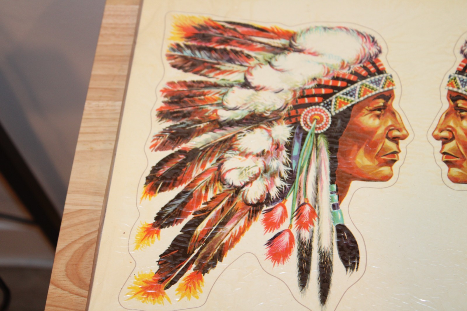 SPORT-STIK Vintage Meyercord Vinyl 11-Y Native American Indian Chief Heads