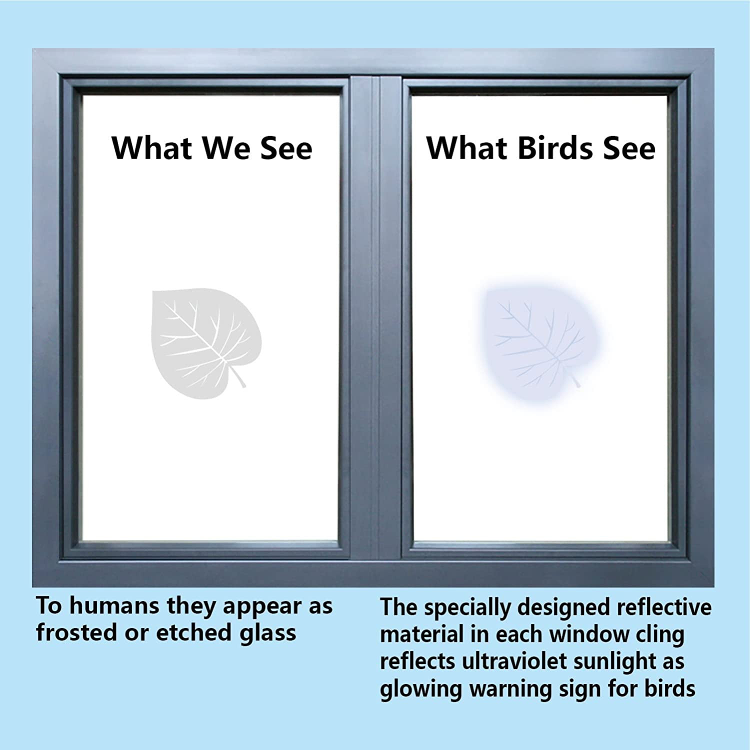 Window Decals for Bird Strikes,52 Pieces Large Leaf Shape anti Collision Window