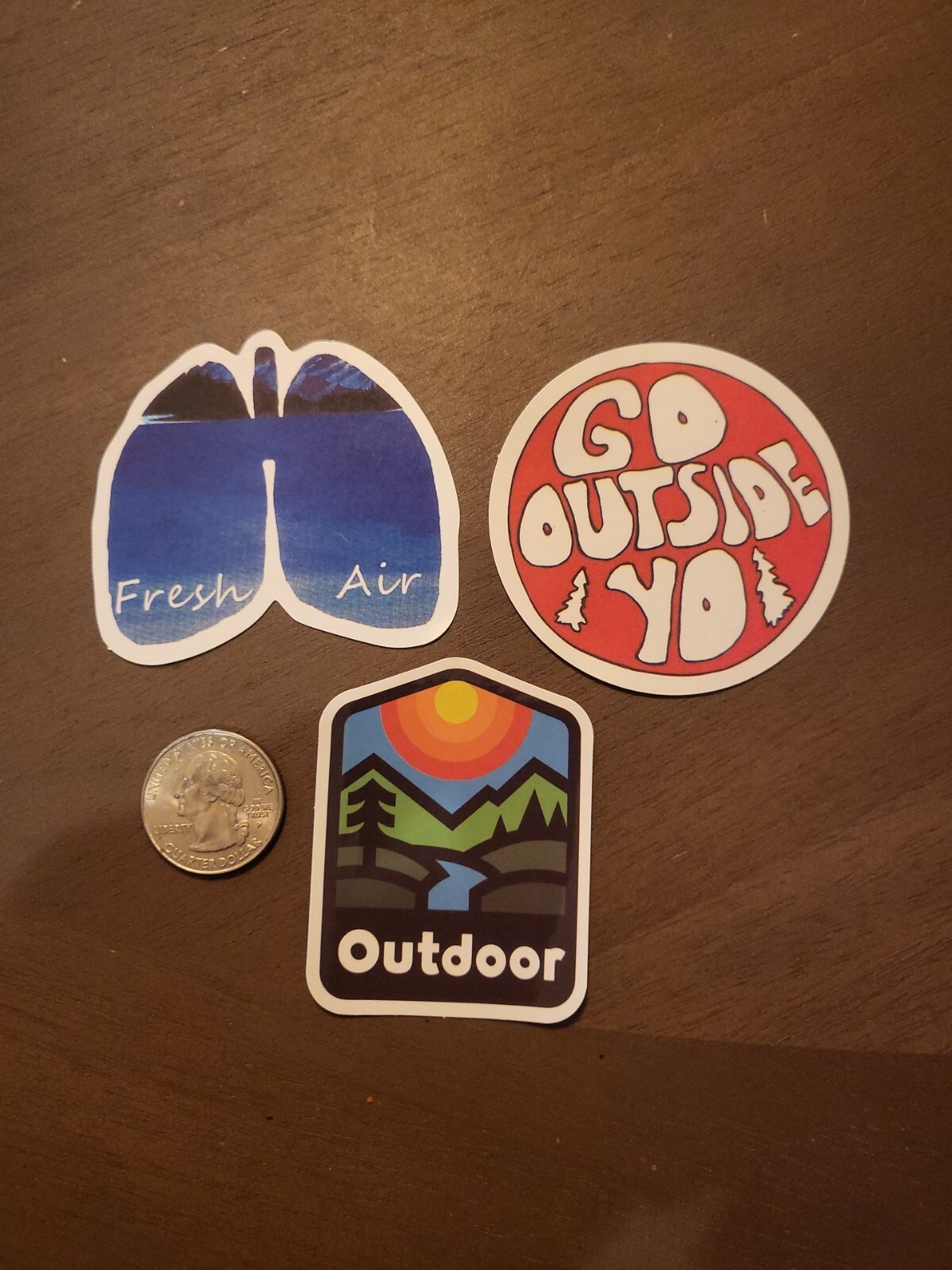 Outdoor Fresh Air Outside Hiking Sticker Decals (Set Of 3)
