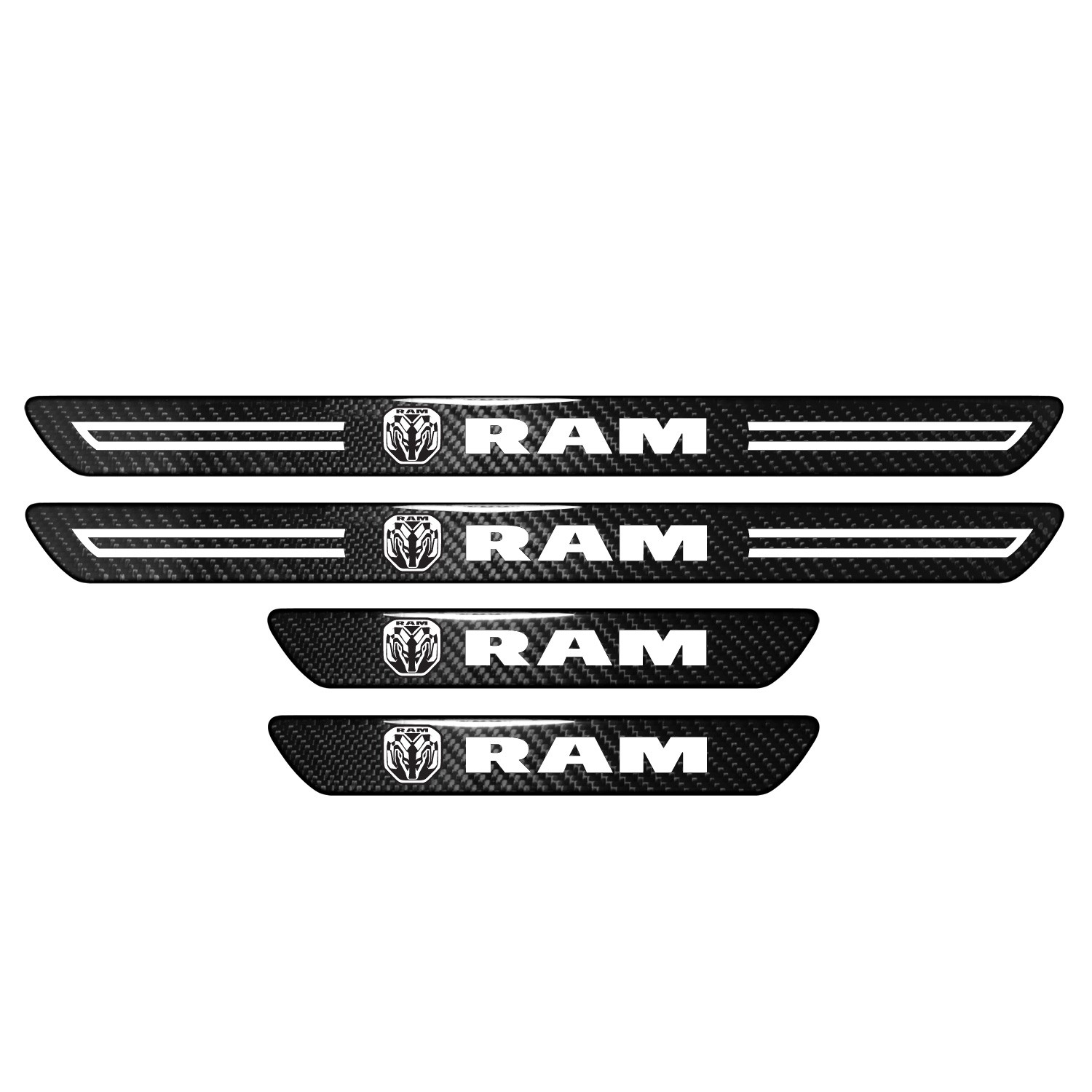 RAM 2019 up Logo Real Carbon Fiber 4 Pcs Door Sill Kick Plates