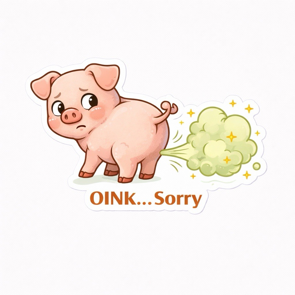 Funny Farm Animal Fart Sticker Set Humor