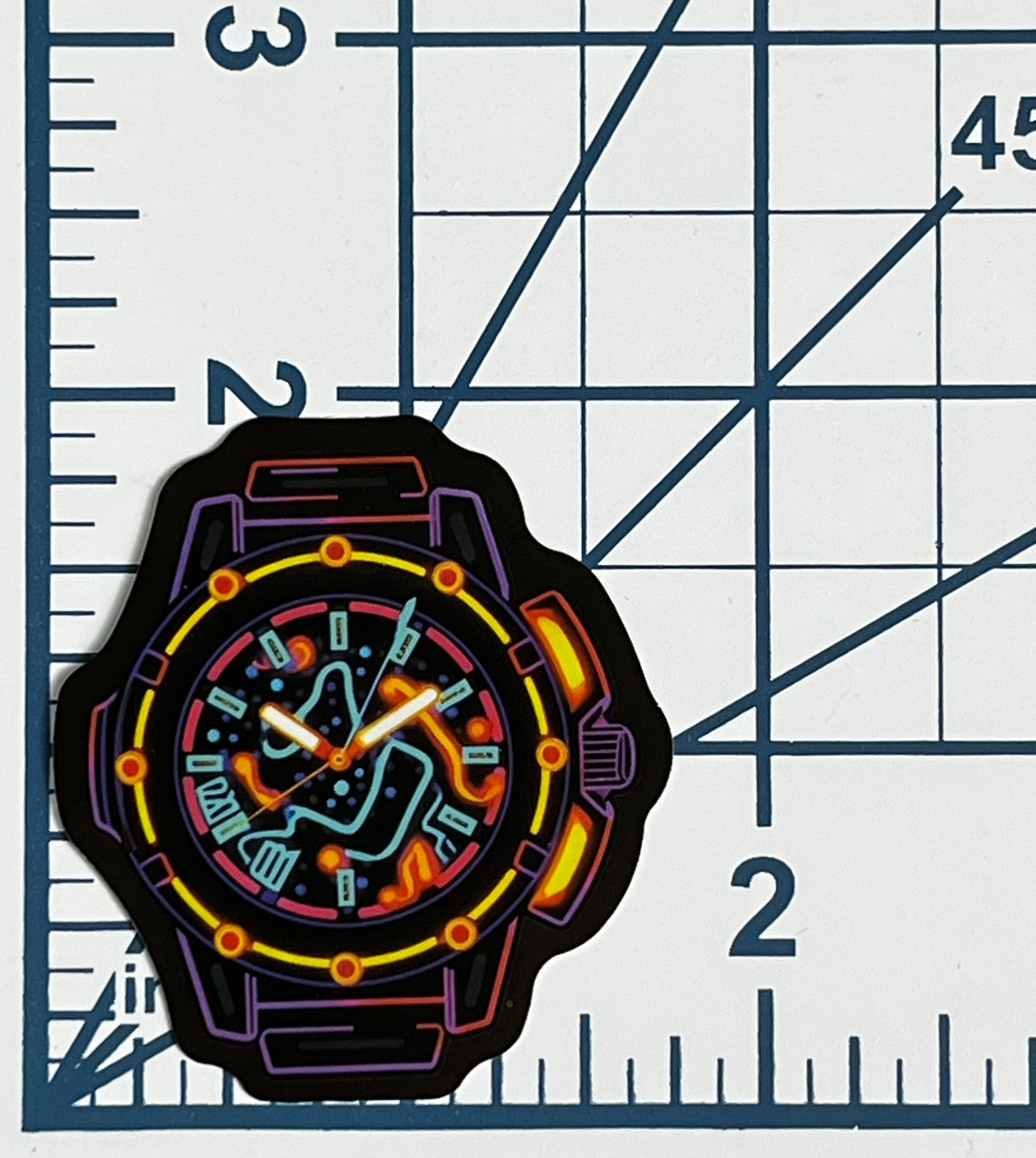 Retro Wrist Watch Vinyl Sticker Neon Airbrush Aesthetic Decal Glow Fashion Art