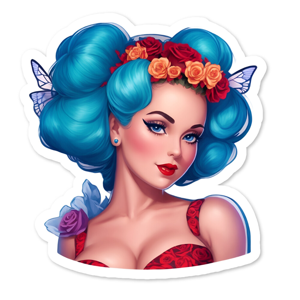 Pin Up, Pretty Woman Vinyl Sticker, Water Resistant, Scrapbooking, Laptop