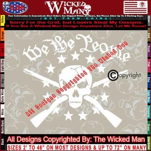 The Wicked Man – We The People USA Skull 13 Stars 2 Muskets Skull Decal Sticker