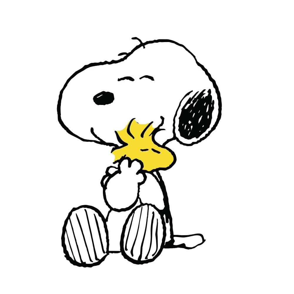 Peanuts Snoopy Hugging Woodstock, cute sticker with bright colors 3"W x 4.5"H
