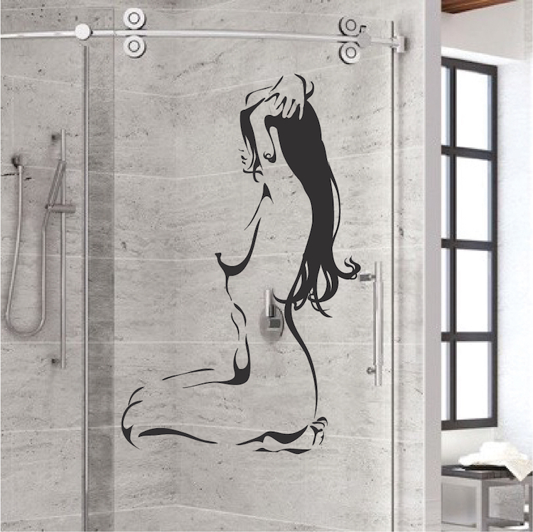 Nude Stretch Art Decal, Shower Wall Vinyl, Modern Artsy Lady Wall Mural, a51