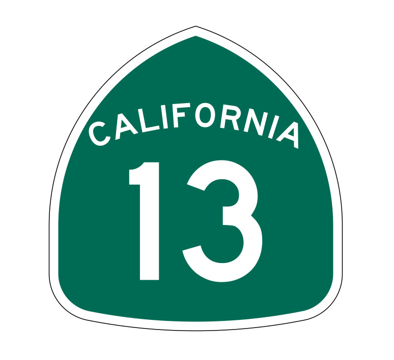 California State Route 13 Sticker Decal R1124 Highway Sign