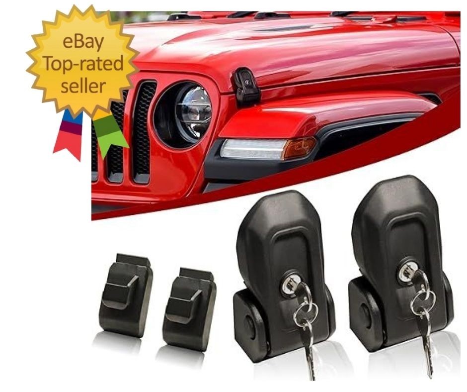 Wrangler Factory Locking Hood Latches with Keys Compatible with Jeep Wrangler JL