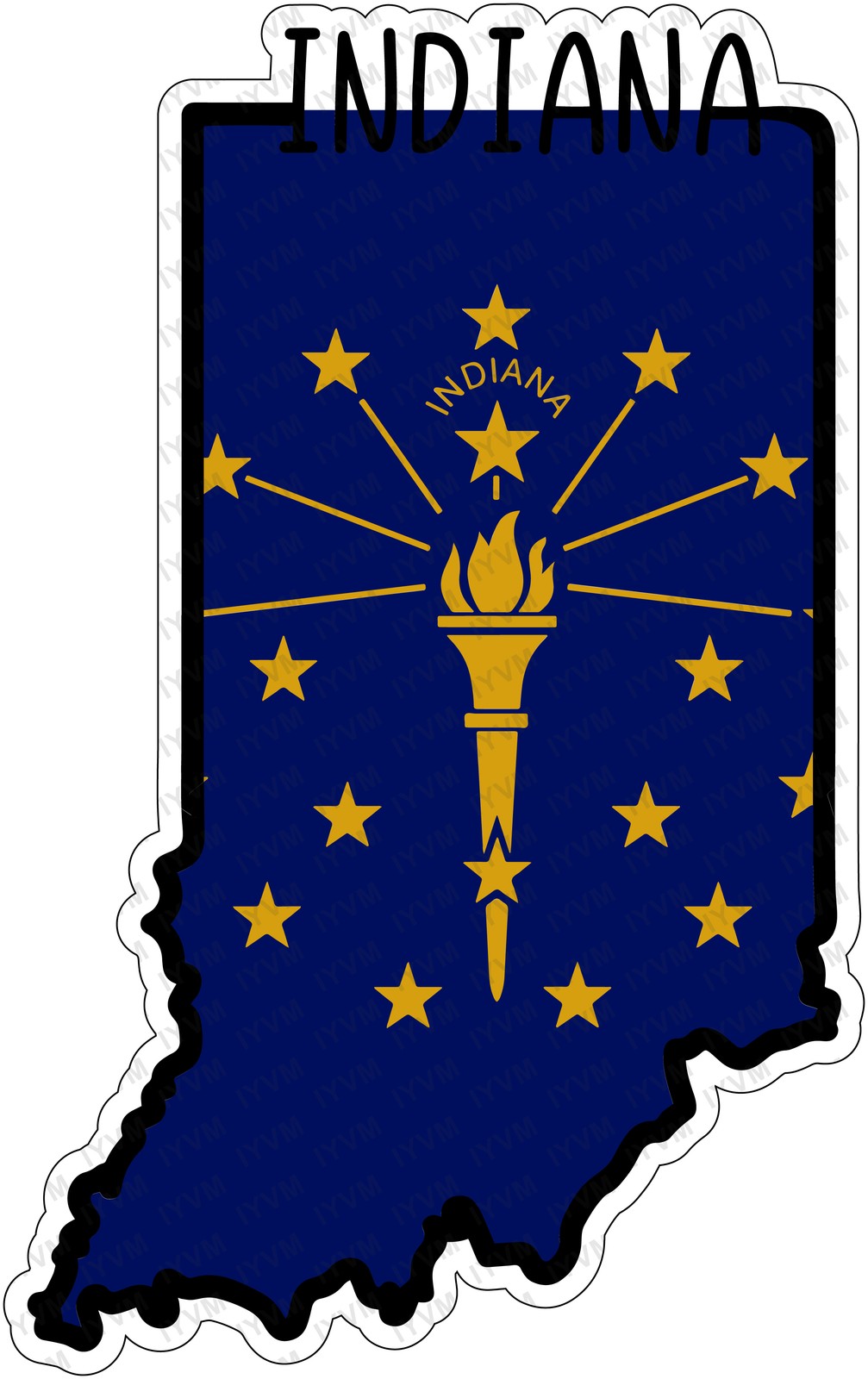 State of Indiana Flag Map Sticker Decal USA Indiana State