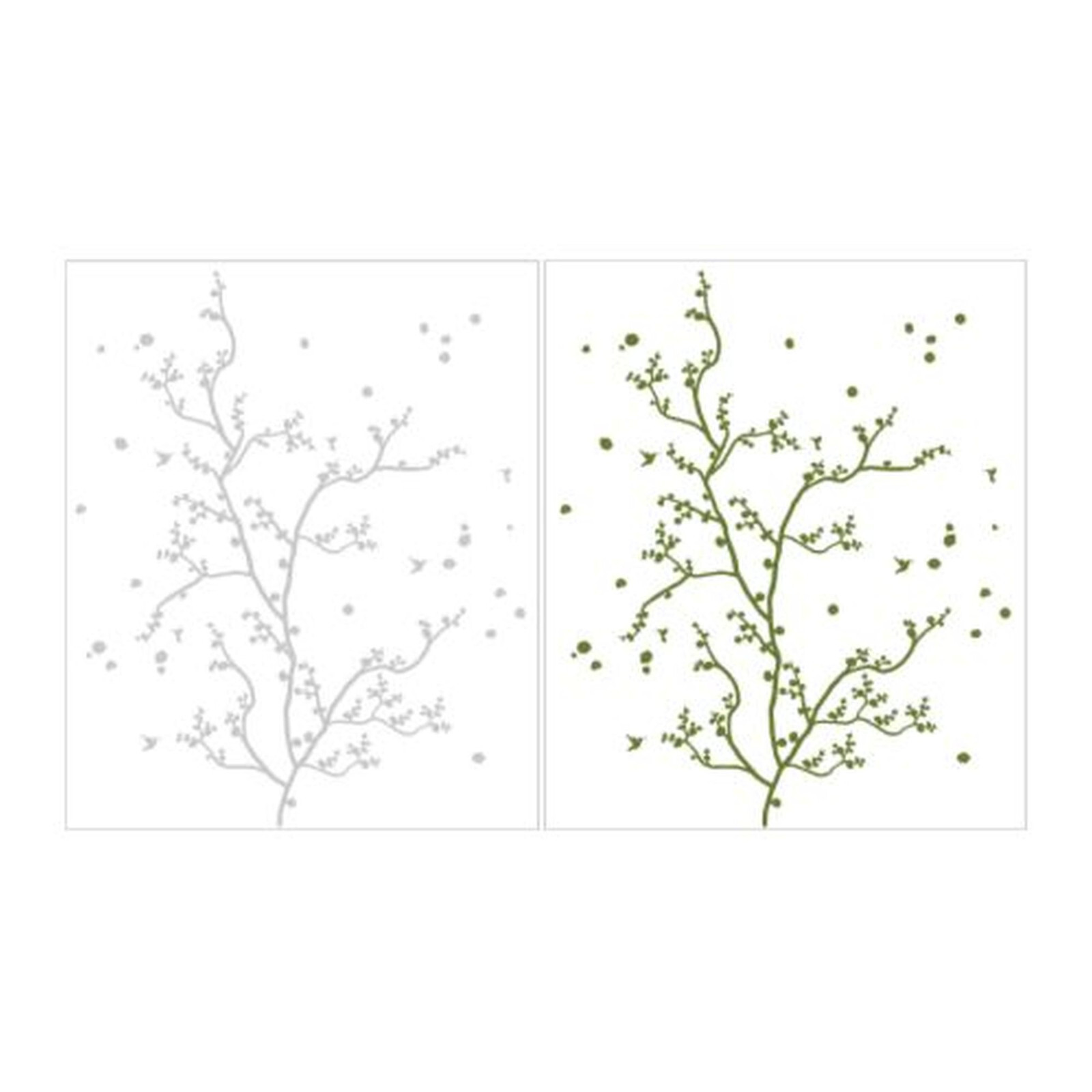 IKEA Slatthult Wall Art Decals Japanese Branches Birds Green Stickers 2007 NOS
