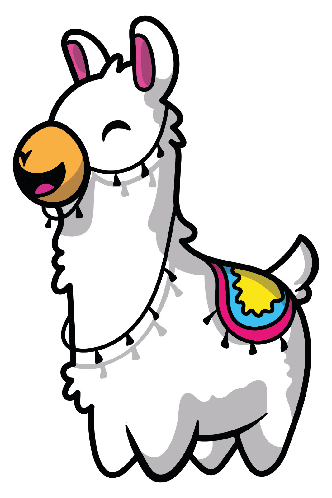 Vinyl Multicolored Alpaca Illustration Decor Design Adhesive Home Art Wall Decal