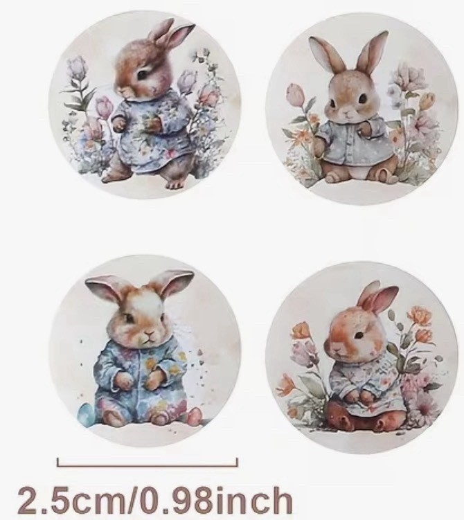 50 PACK – RETRO VTG EASTER BUNNY RABBIT 1” INCH STICKER DECAL SET LOT 50PCS