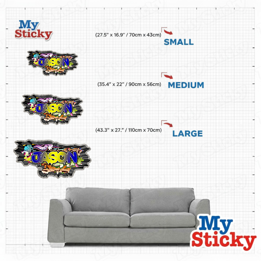 3D Graffiti Name Custom Personalized Wall Sticker DIY Room Decor Kids