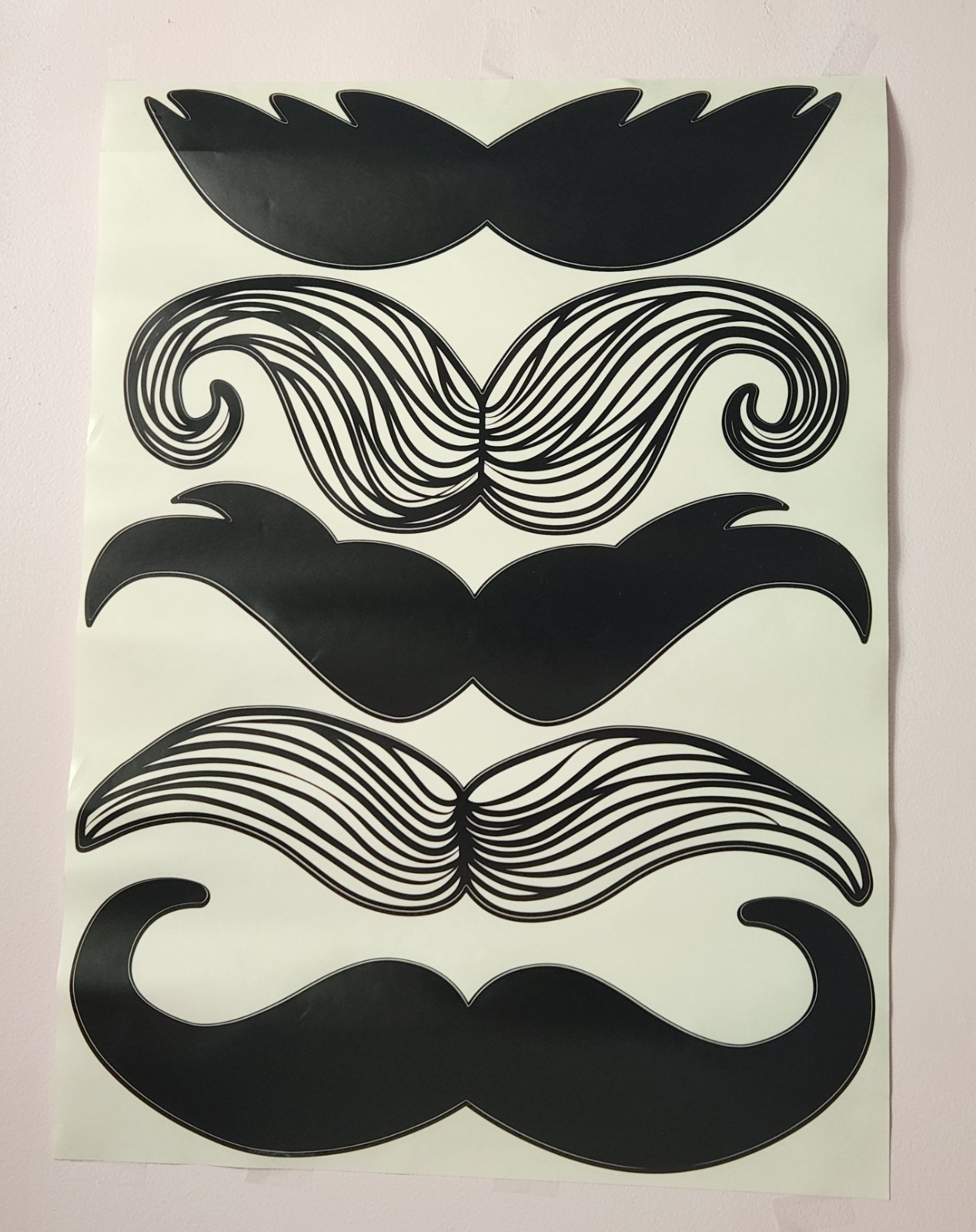 5 Moustache Stickers 15 – 17" Wide