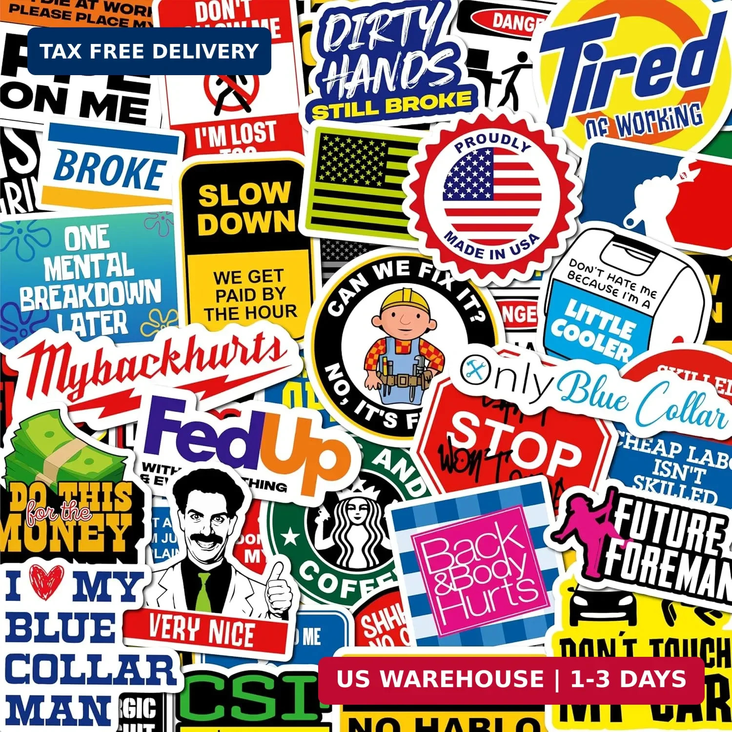 200 PCS Hard Hat Stickers for Adults (No Duplicates) Sarcastic, Meme, & Funny St