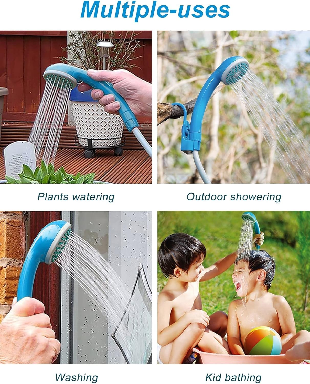 Portable Shower Camping Shower Outdoor Camp Shower Pump, Electric Rechargeable P