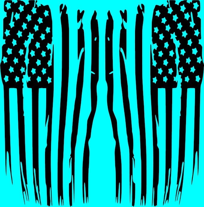 American Flag Decal Set Vertical Vinyl Distressed Sticker Weathered Left Right