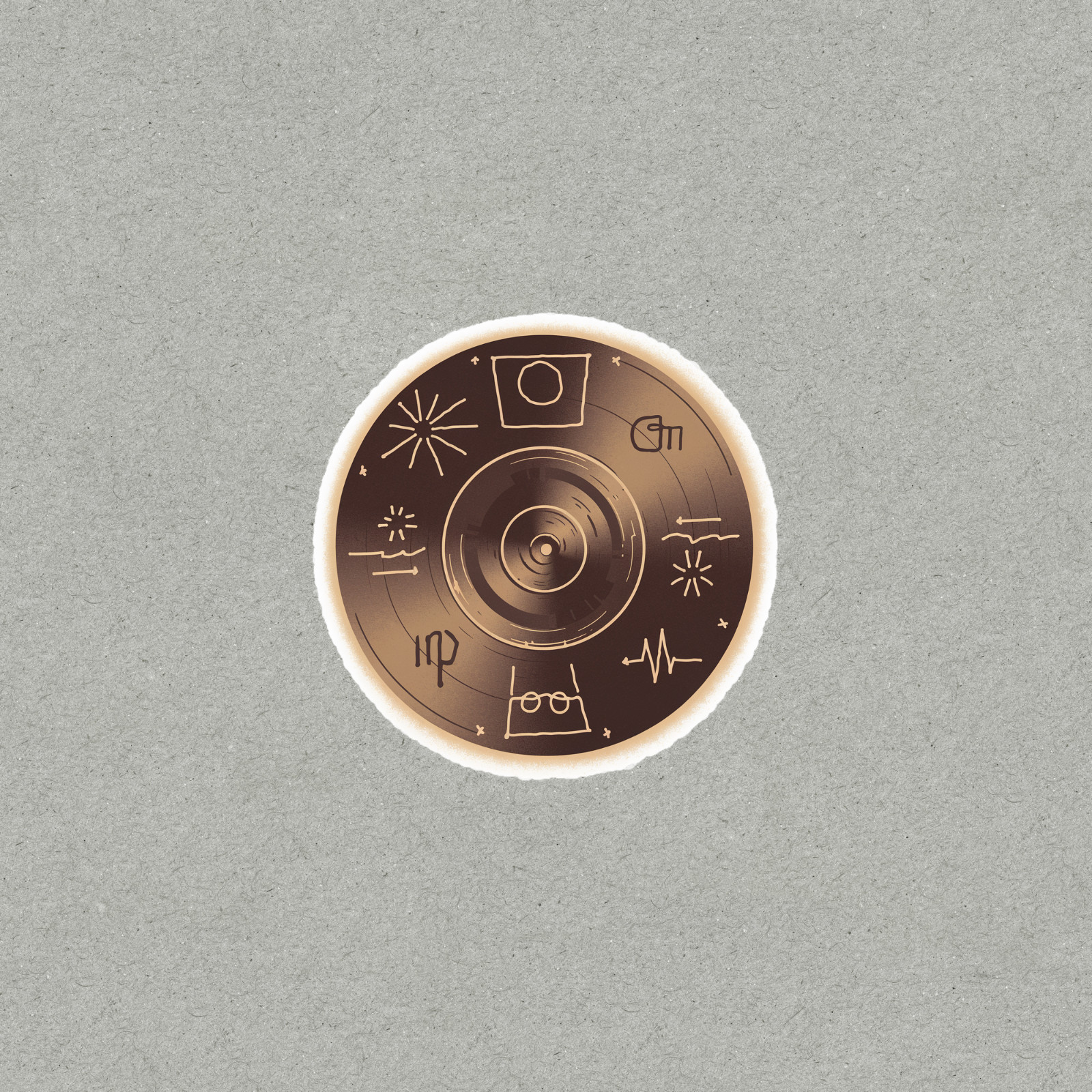 Vintage Vinyl Record Turntable DJ Decor Sticker, Gold on Black Design #4827