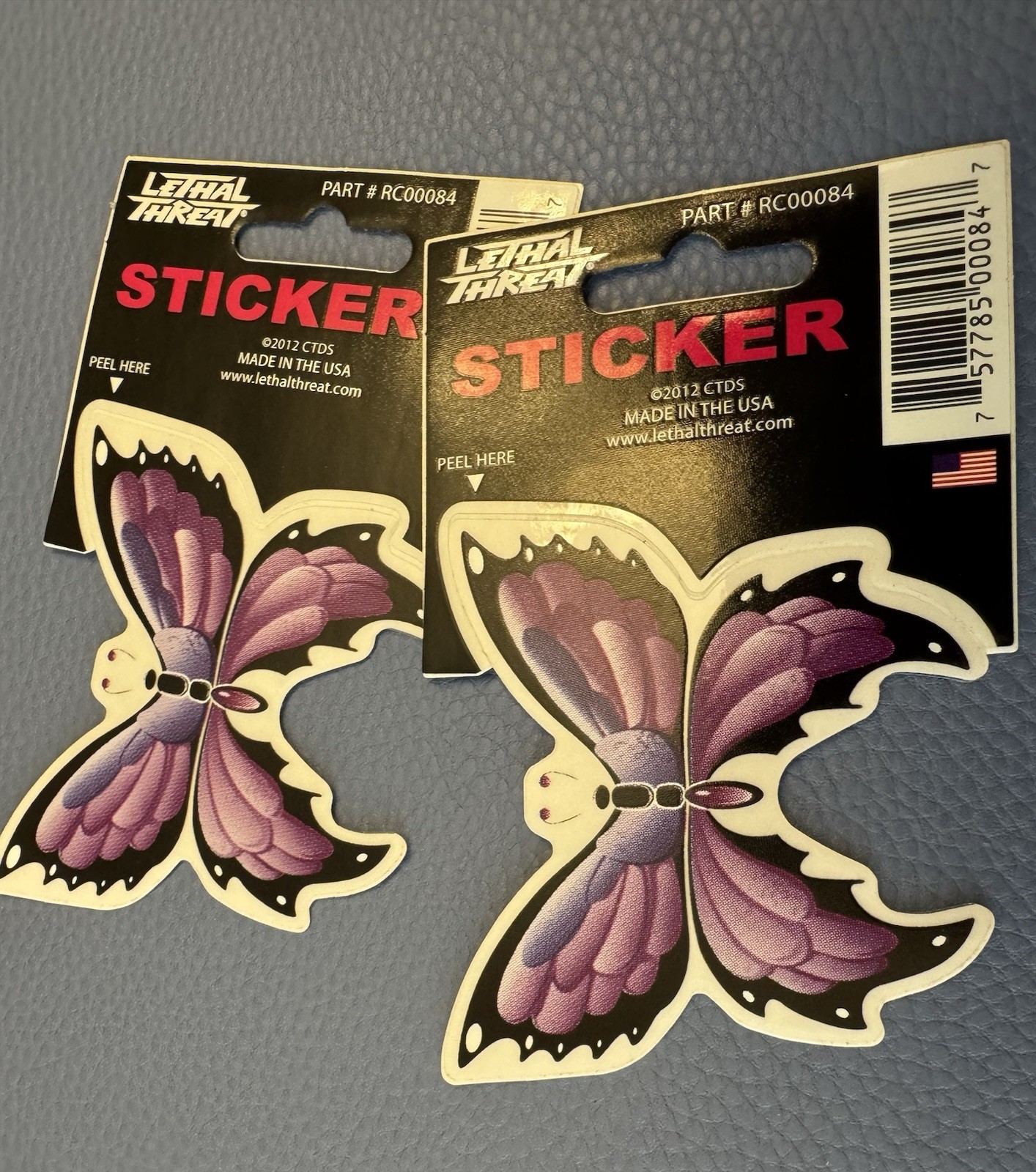 Purple Butterfly Colorful Vinyl Art Sticker Lot 2 USA MADE 2012 Novelty
