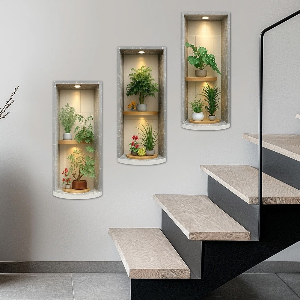 Simulated Plants PVC Wall Stickers Removable Modern Decor for Living Room Use