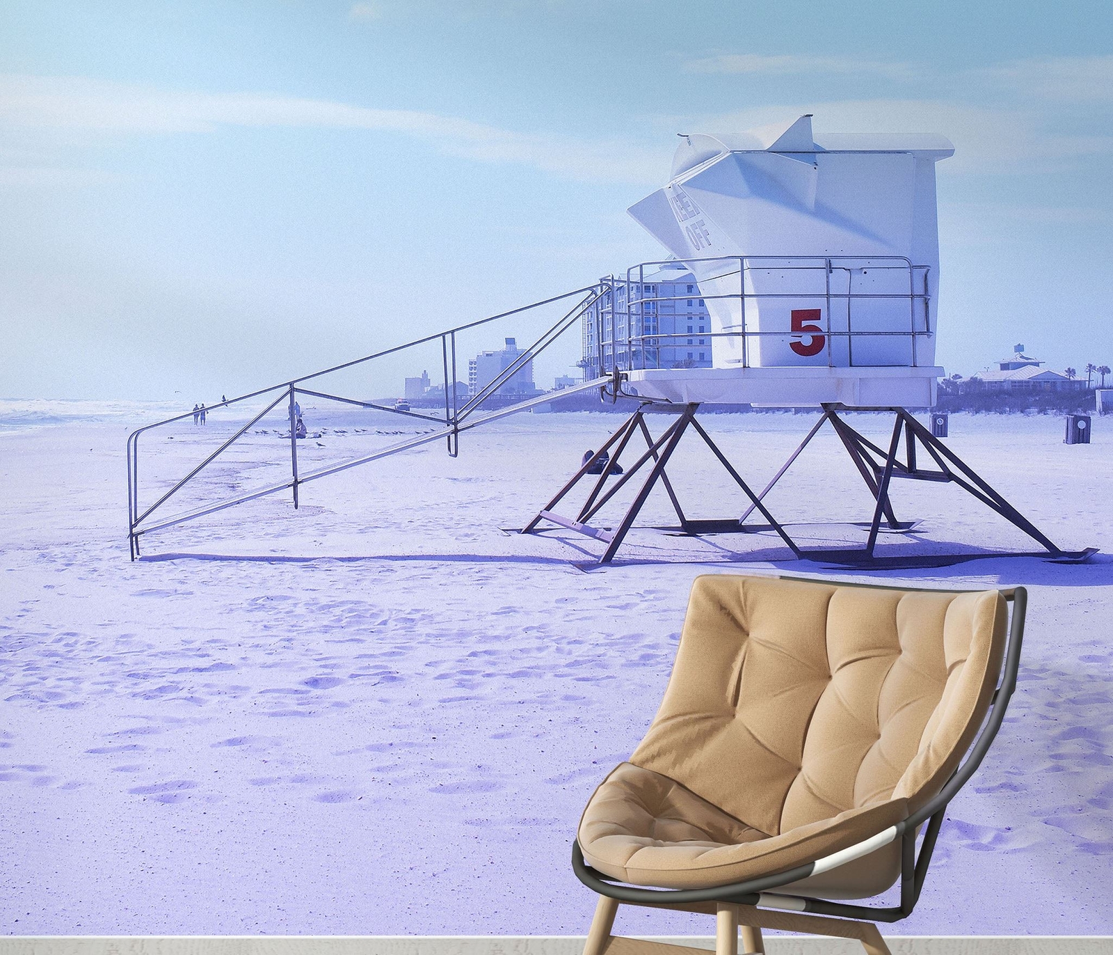 Lifeguard Tower on Pensacola Beach Wall Mural. Pastel Color Theme Peel and Stick