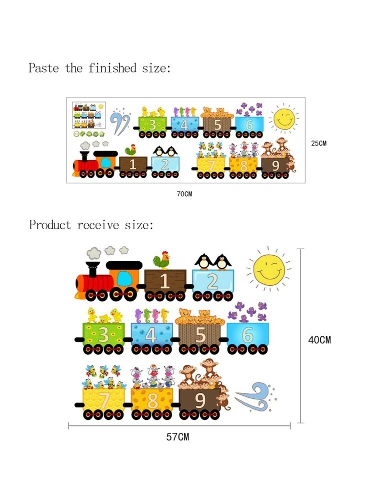 Train Wall Stickers With Numbers For Baby Nursery & Kids Rooms Decor. New
