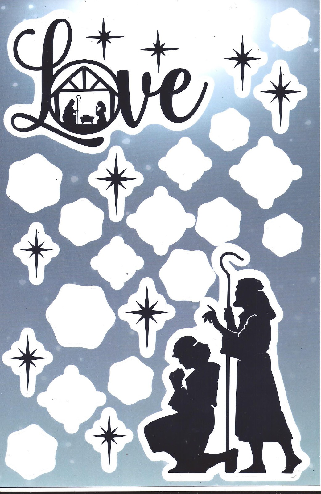 9 PANELS – CHRISTMAS NATIVITY WINDOW CLINGS Decorations Total 5 Foot Long $6Ship