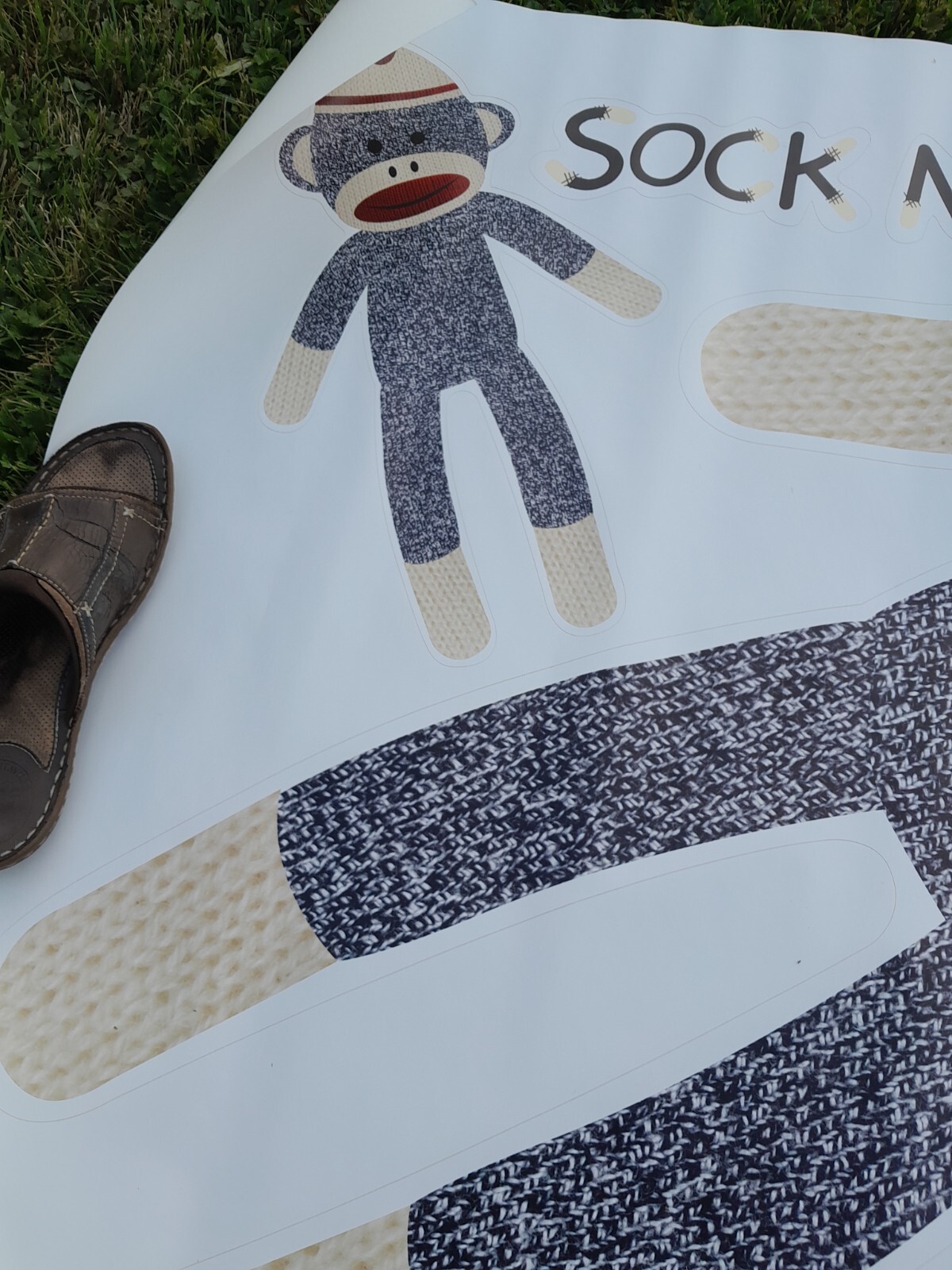 Very Large 51 inch Sock Monkey Vinyl Wall Stickers Open Box unused 51 INCHES!