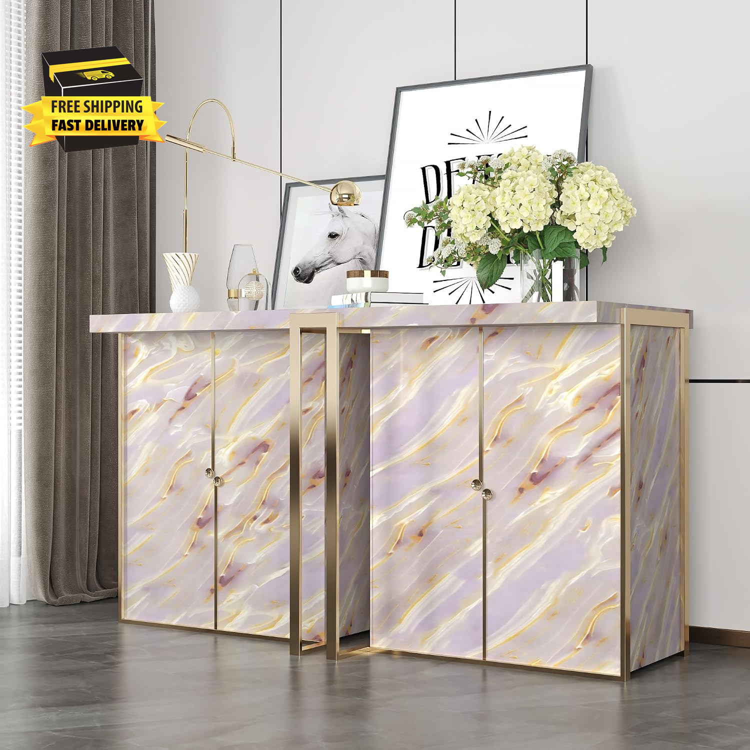 15.7"X354" Decorative Pink Marble Contact Paper for Countertops | Waterproof Rem