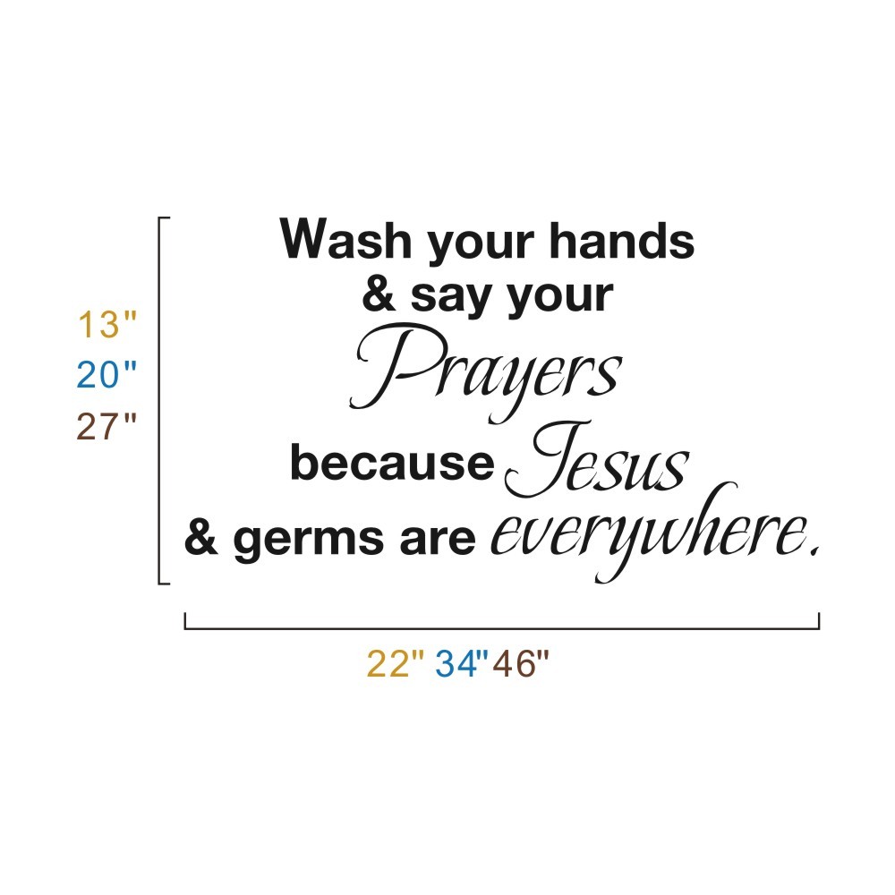 Bathroom Bible Wall Sticker Wash Your Hand Jesus Germs Removable Mural Art Decor